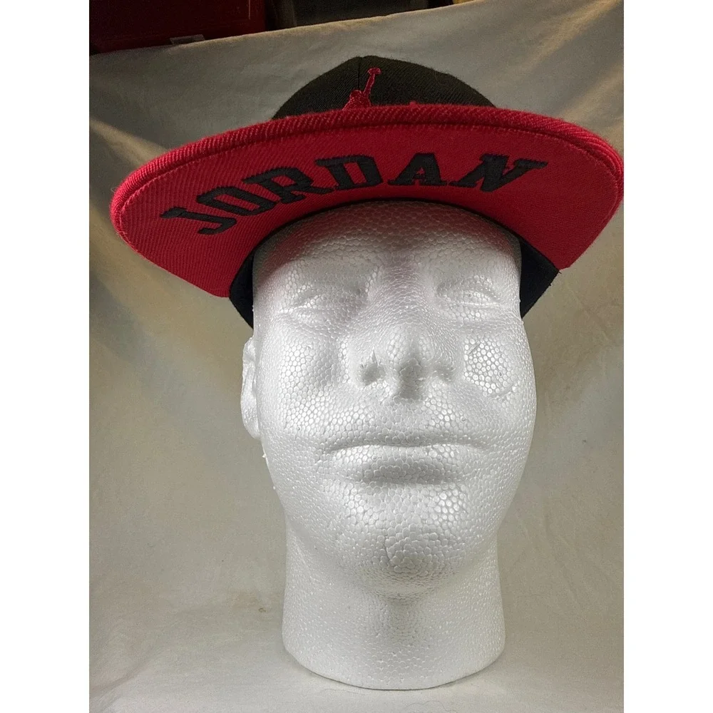 Jordan True Youth Snapback Hat Black Red Jumpman Logo Flat Brim Cap
